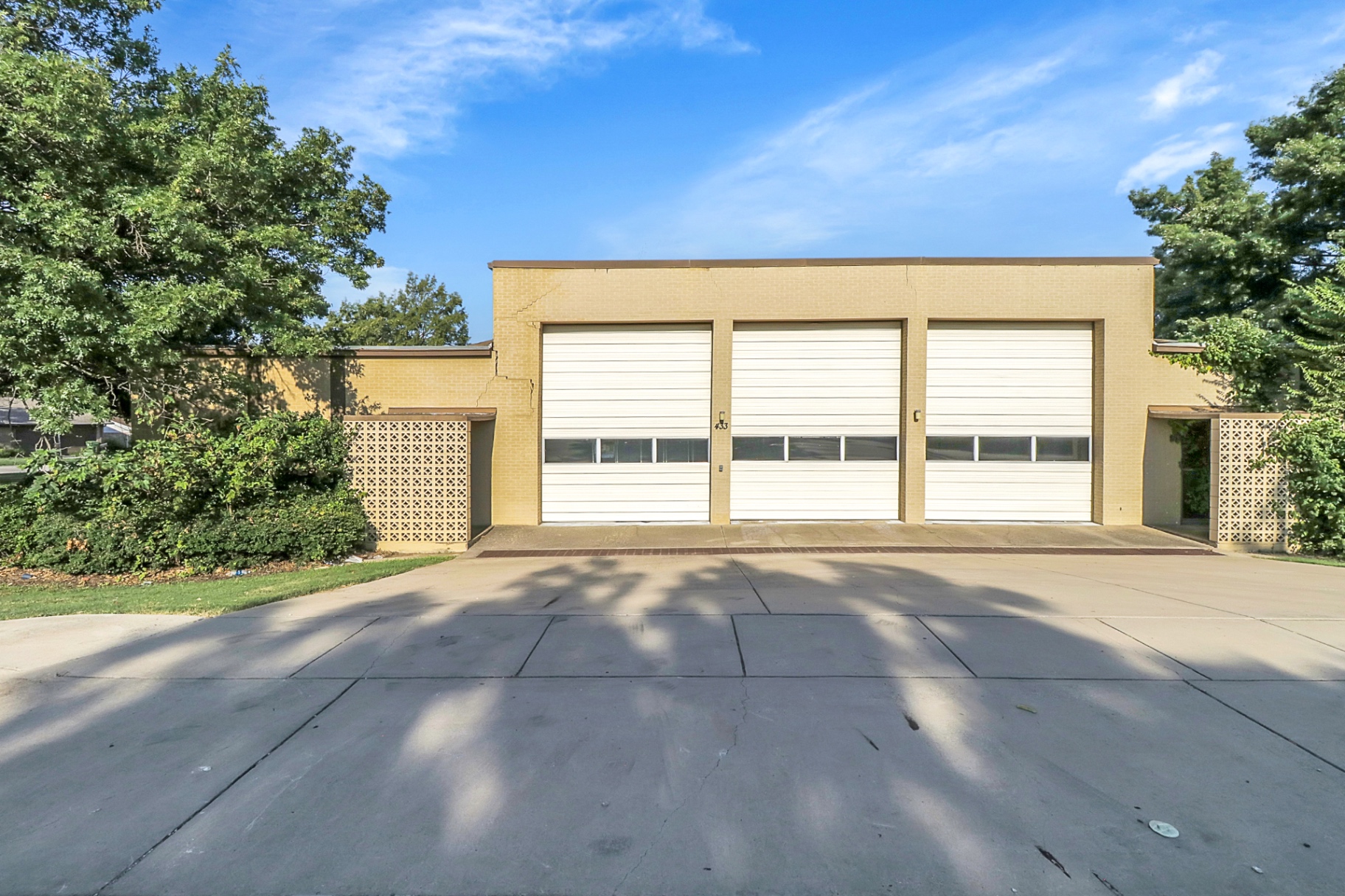 Existing Hurst fire station with three apparatus bays